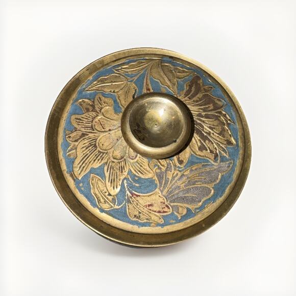 Vintage Brass Bowl with Lid Camels and Palm Trees - Picture 3 of 7